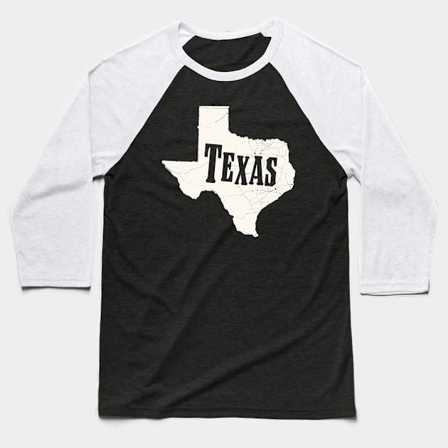 Texas Map Vintage Baseball T-Shirt by lukassfr